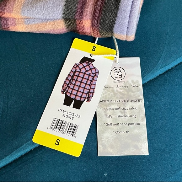 Sage Womens’ Plush Plaid Shirt Jacket Shacket - Picture 6 of 8